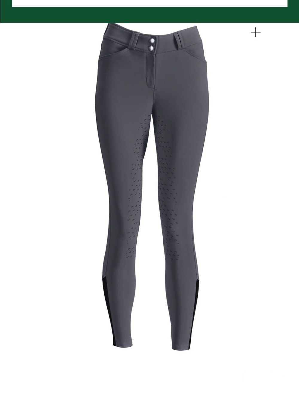 Gray ICONEQ Dalton Tech Nova Equestrian Full Seat Breeches with Silicone Grip